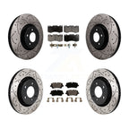 Transit Auto Front Rear Coated Drilled Slotted Disc Brake Rotors And Ceramic Pads Kit For 2018 Land Rover Range 3.0L with DIESEL engine With 380mm Diameter Rotor KDT-102185