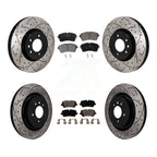 Transit Auto Front Rear Coated Drilled Slotted Disc Brake Rotors And Ceramic Pads Kit For Land Rover Range With 350mm Diameter Rotor KDT-102186