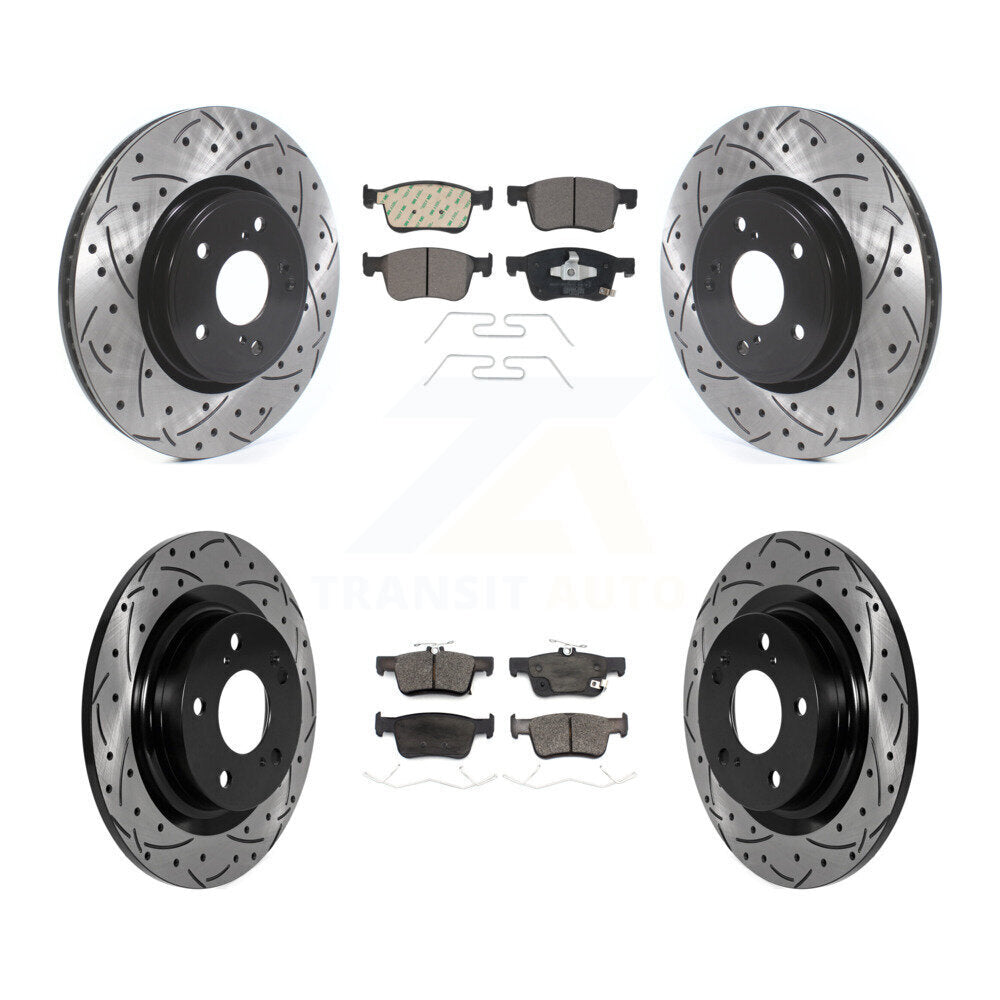 Transit Auto Front Rear Coated Drilled Slotted Disc Brake Rotors And Ceramic Pads Kit For 2024 Acura Integra 1.5L KDT-102188