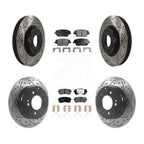 Transit Auto Front Rear Coated Drilled Slotted Disc Brake Rotors And Ceramic Pads Kit For 2016 Kia Optima Hybrid EX LX Premium With Manual Parking KDT-102190