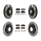 Transit Auto Front Rear Coated Drilled Slotted Disc Brake Rotors And Ceramic Pads Kit For 2016 Kia Optima Hybrid EX LX Premium With Electric Parking KDT-102191
