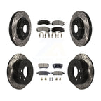 Transit Auto Front Rear Coated Drilled Slotted Disc Brake Rotors And Ceramic Pads Kit For 2017 Mitsubishi Lancer With 294mm Diameter Rotor KDT-102192
