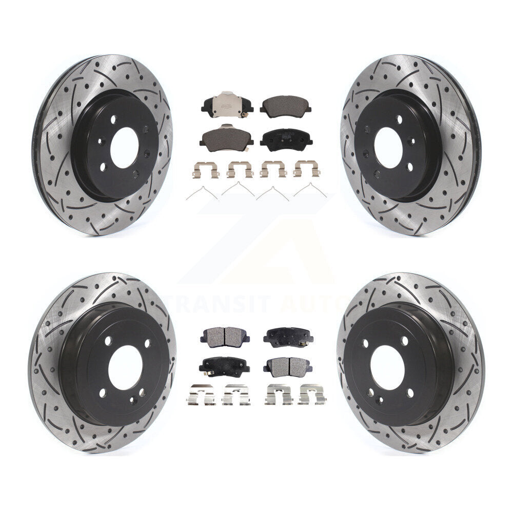 Transit Auto Front Rear Coated Drilled Slotted Disc Brake Rotors And Ceramic Pads Kit For 2018 Kia Rio Except Vehicles Manufactured In Mexico KDT-102193