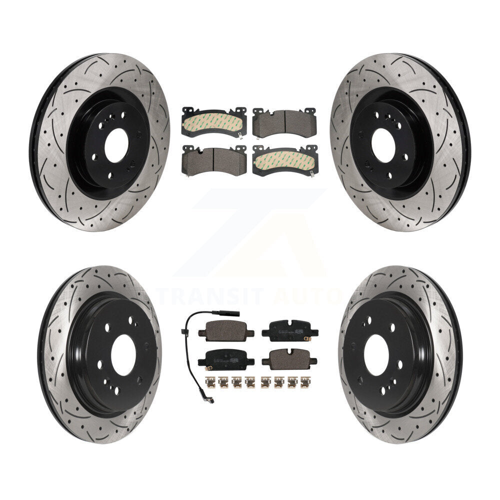Transit Auto Front Rear Drill Slot Disc Brake Rotor Ceramic Pad Kit For GMC Chevrolet Sierra 1500 Silverado Yukon Tahoe XL Cadillac Suburban Escalade ESV With 6 Piston Brembo Calipers KDT-102194