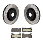 Transit Auto Front Coat Drill Slot Disc Brake Rotor Ceramic Pad Kit For GMC Chevrolet Sierra 1500 Silverado Yukon Tahoe XL Cadillac Suburban Escalade ESV With 6 Piston Brembo Calipers KDT-102197