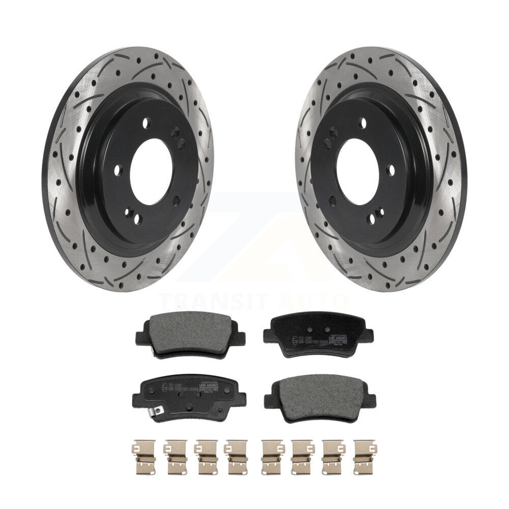 Transit Auto Rear Coated Drilled Slotted Disc Brake Rotors And Ceramic Pads Kit For Hyundai Elantra With Manual Parking KDT-102198