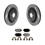 Transit Auto Rear Coated Drilled Slotted Disc Brake Rotors And Ceramic Pads Kit For 2007-2011 Volvo S80 FWD With Vented Rotor KDT-102199
