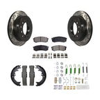 Transit Auto Rear Disc Drilled & Slotted Rotors Ceramic Pads Parking Brake Shoes And Hardware Kit For Toyota 4Runner Lexus GX460 FJ Cruiser KDT-102200