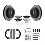 Transit Auto Rear Disc Drilled & Slotted Rotors Ceramic Pads Parking Shoes Hardware Kit For 2013 Ford F-450 Super Duty With 10 Lug Wheels Drum In Hat Brake Cab Chassis Only KDT-102201