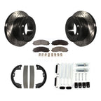Transit Auto Rear Disc Drilled & Slotted Rotors Ceramic Pads Parking Brake Shoes And Hardware Kit For Ford F-350 Super Duty F-250 KDT-102203