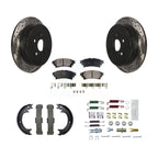 Transit Auto Rear Disc Drilled & Slotted Rotors Ceramic Pads Parking Brake Shoes And Hardware Kit For 2011-2020 Toyota Sienna KDT-102204