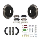 Transit Auto Rear Disc Drilled & Slotted Rotors Ceramic Pads Parking Brake Shoes And Hardware Kit For Toyota Highlander KDT-102205
