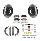 Transit Auto Rear Disc Drilled & Slotted Rotors Ceramic Pads Parking Brake Shoes And Hardware Kit For Lexus IS300 IS350 GS350 RC350 RC300 IS200t GS450h GS300 RC200t GS200t KDT-102214