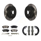 Transit Auto Rear Disc Drilled & Slotted Rotors Ceramic Pads And Parking Brake Shoes Kit For Toyota Sienna Highlander Lexus RX350 RX450h KDT-102220
