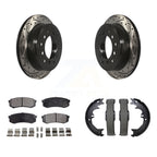 Transit Auto Rear Disc Drilled & Slotted Rotors Ceramic Pads And Parking Brake Shoes Kit For Toyota 4Runner Lexus GX460 FJ Cruiser KDT-102230