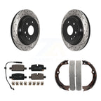 Transit Auto Rear Disc Drilled & Slotted Rotors Ceramic Pads And Parking Brake Shoes Kit For 2021-2024 GMC Yukon XL With Electric KDT-102232