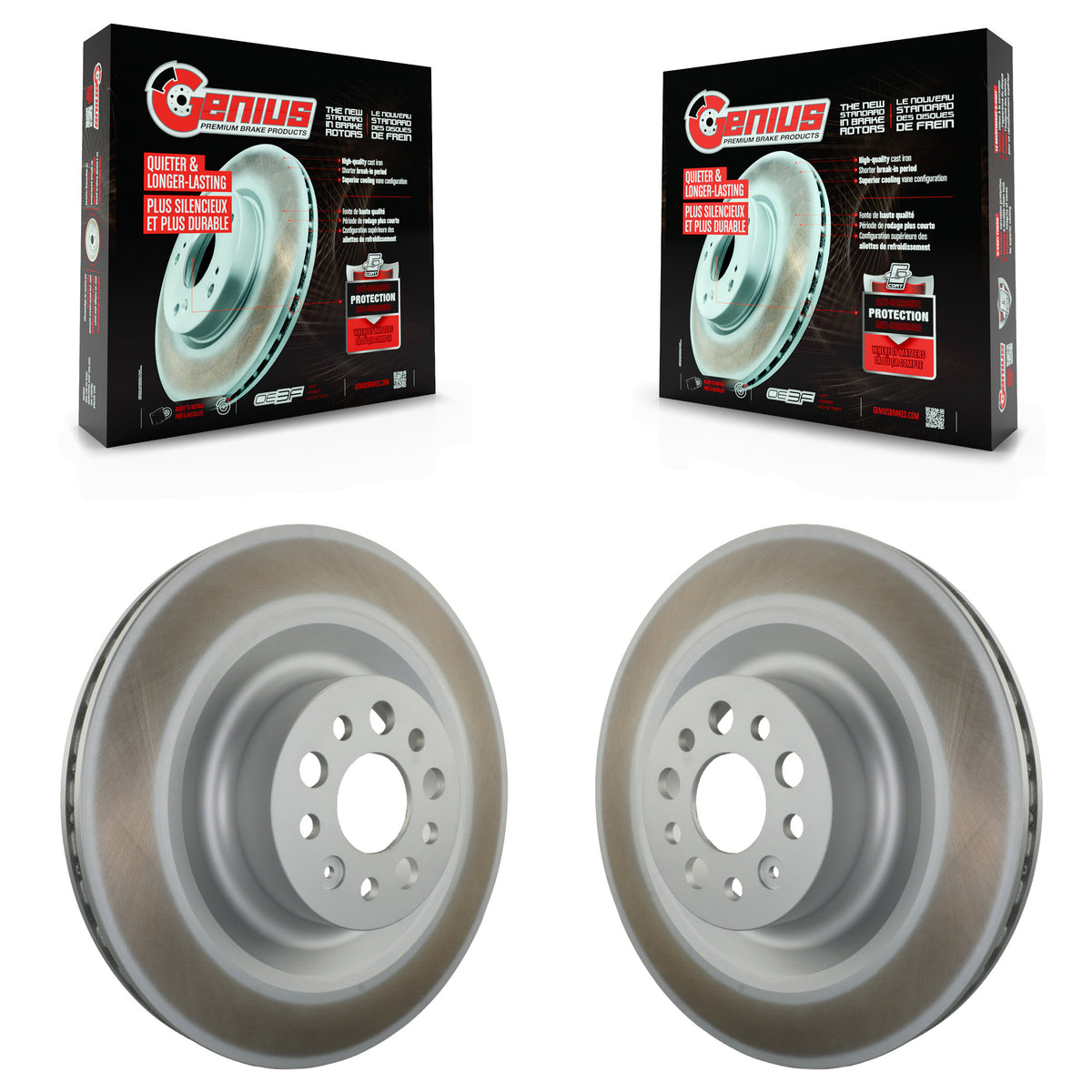 Genius Front Coated Disc Brake Rotors Pair For 2022-2023 Tesla X KG-101955