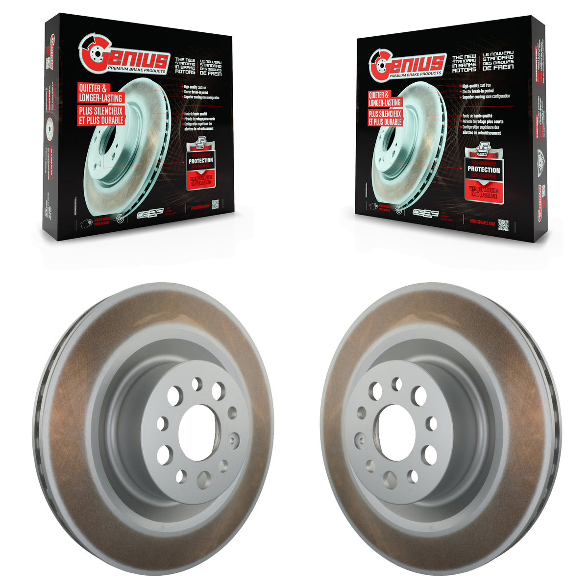 Genius Front Coated Disc Brake Rotors Pair For Tesla S KG-101992