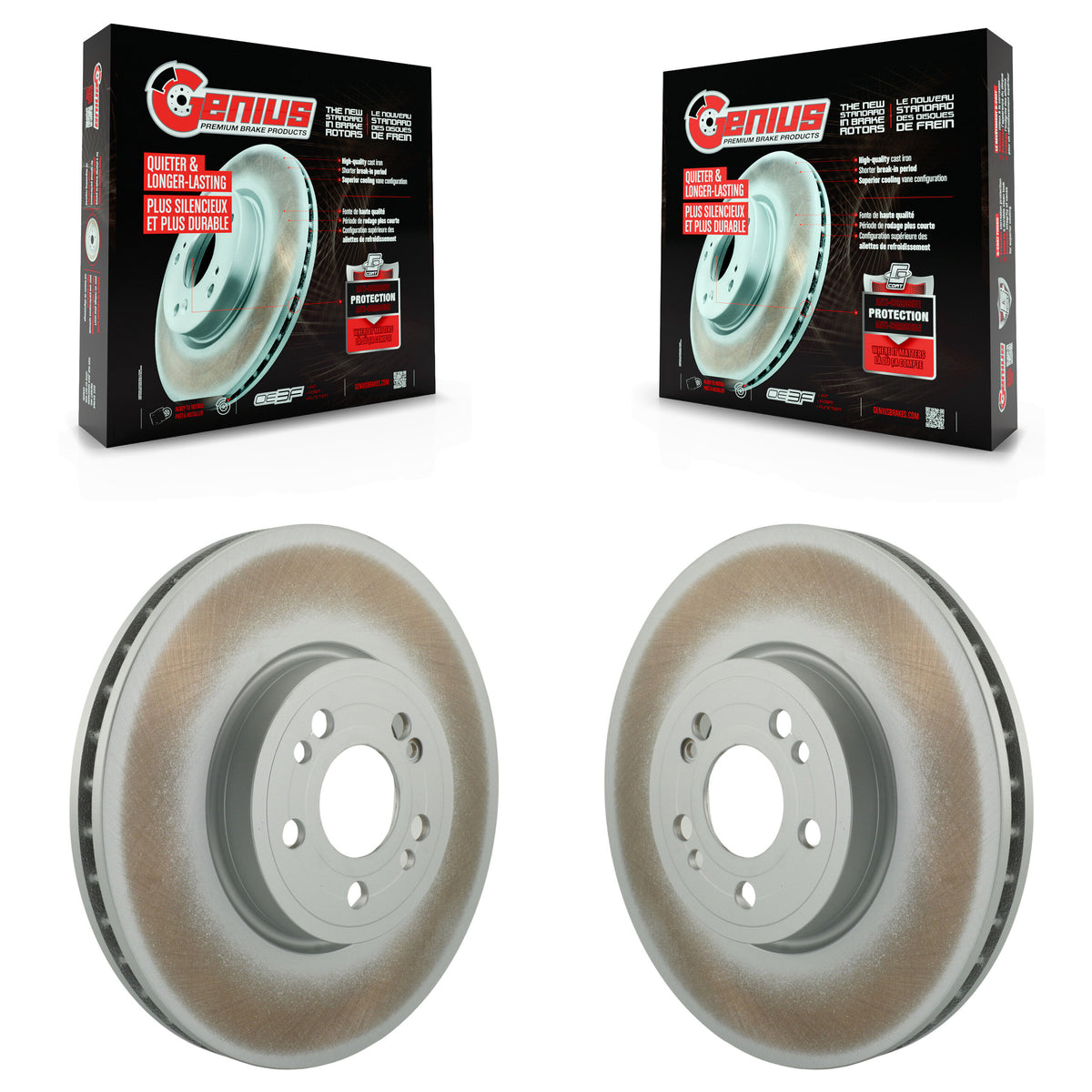 Genius Front Coated Disc Brake Rotors Pair For 2020-2023 Mercedes-Benz GLE350 With 330mm Diameter Rotor KG-101993