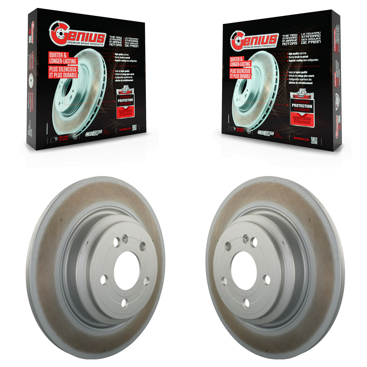 Genius Rear Coated Disc Brake Rotors Pair For 2020-2023 Mercedes-Benz GLE350 With 330mm Diameter Rotor KG-102001