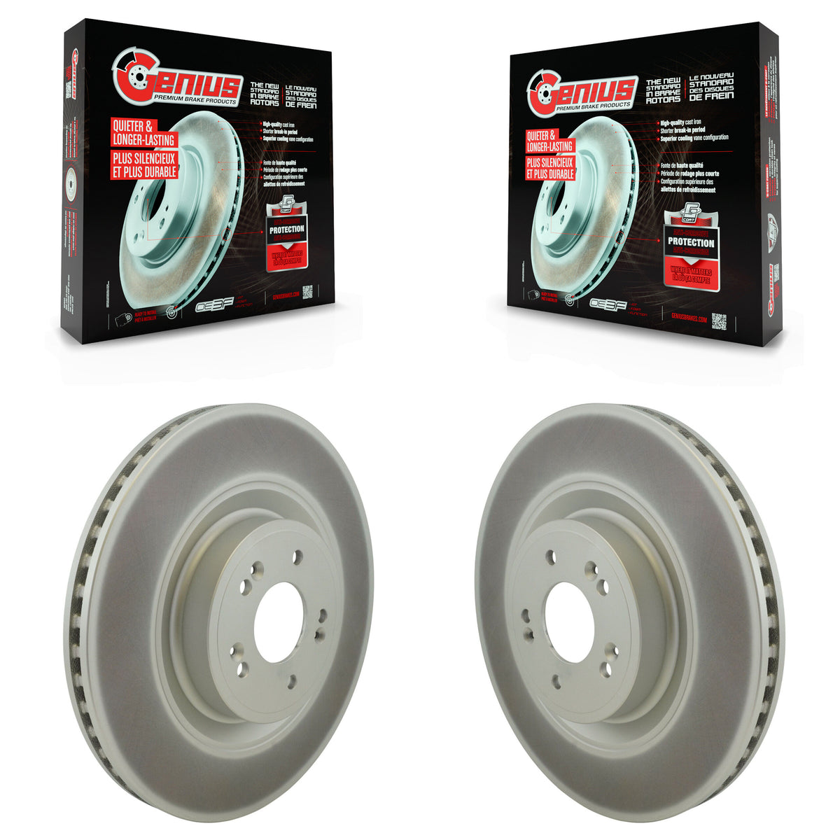 Genius Front Coated Disc Brake Rotors Pair For Genesis G80 KG-102052