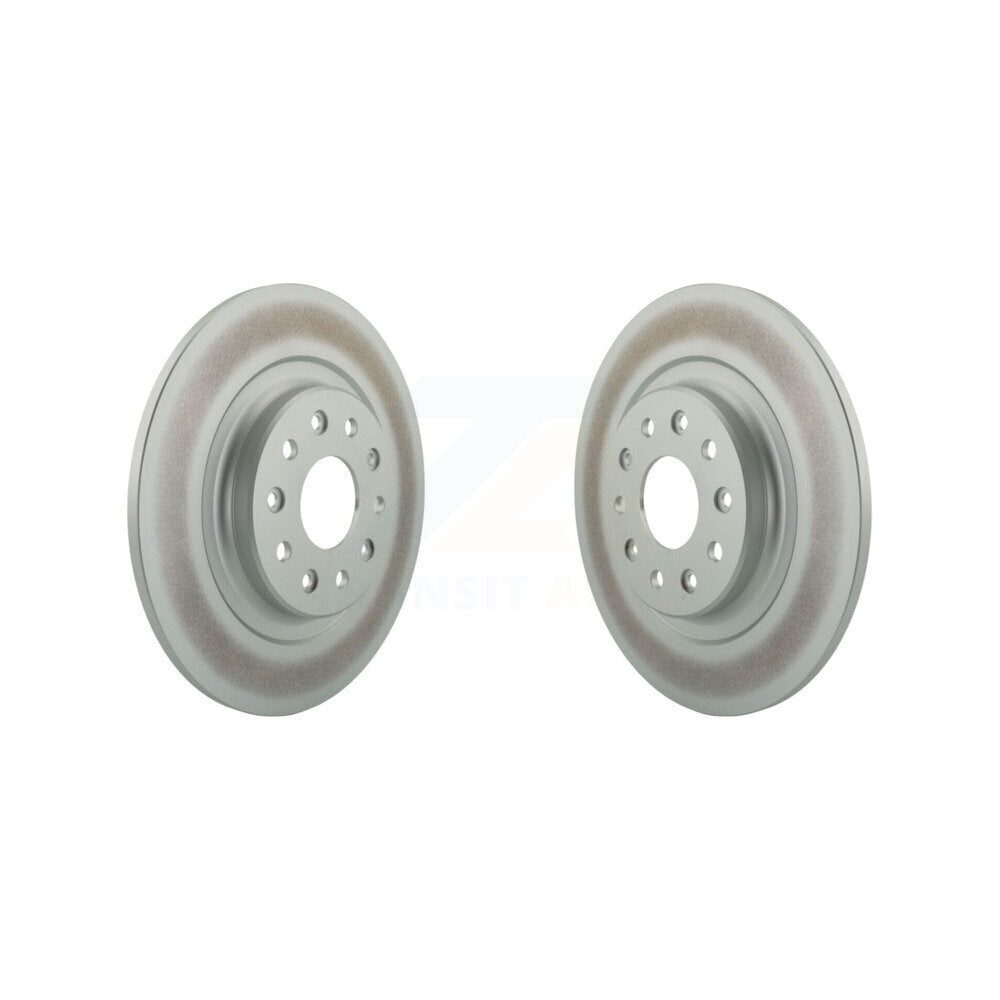 Genius Rear Coated Disc Brake Rotors Pair For Chrysler Pacifica AWD KG-102107 - Product & Packaging View