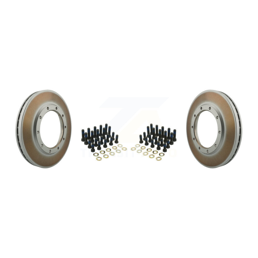 Genius Rear Coated Disc Brake Rotors Pair For IC Corporation CE School Bus Commercial International 4400 HC Integrated Ford