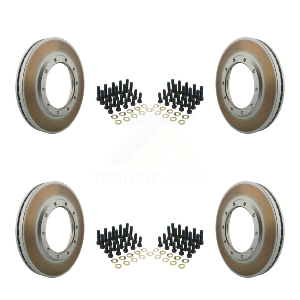 Genius Front Rear Coated Disc Brake Rotors Kit For IC Corporation CE School Bus Commercial International 4400 HC Integrated