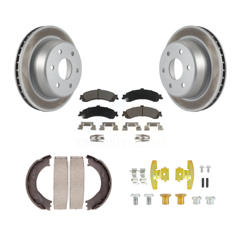 Transit Auto Rear Disc Coated Rotors Ceramic Pads Parking Brake Shoes And Hardware Kit For 2004 GMC Sierra 1500 With 2