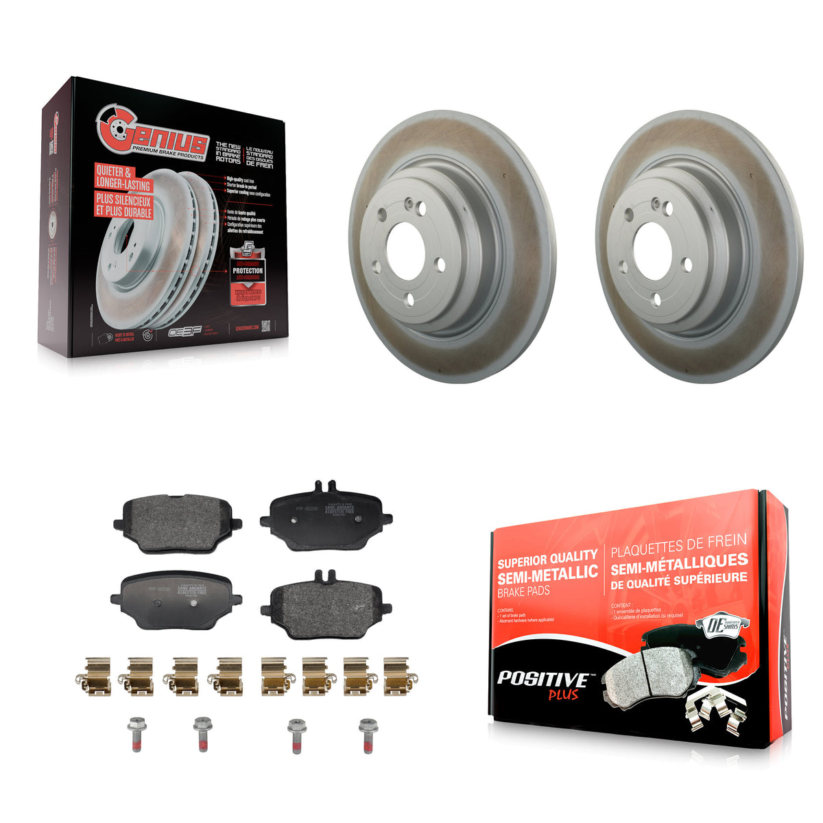 Transit Auto Rear Coated Disc Brake Rotors And Semi-Metallic Pads Kit For 2020-2023 Mercedes-Benz GLE350 With 330mm Diameter Rotor KGF-103304
