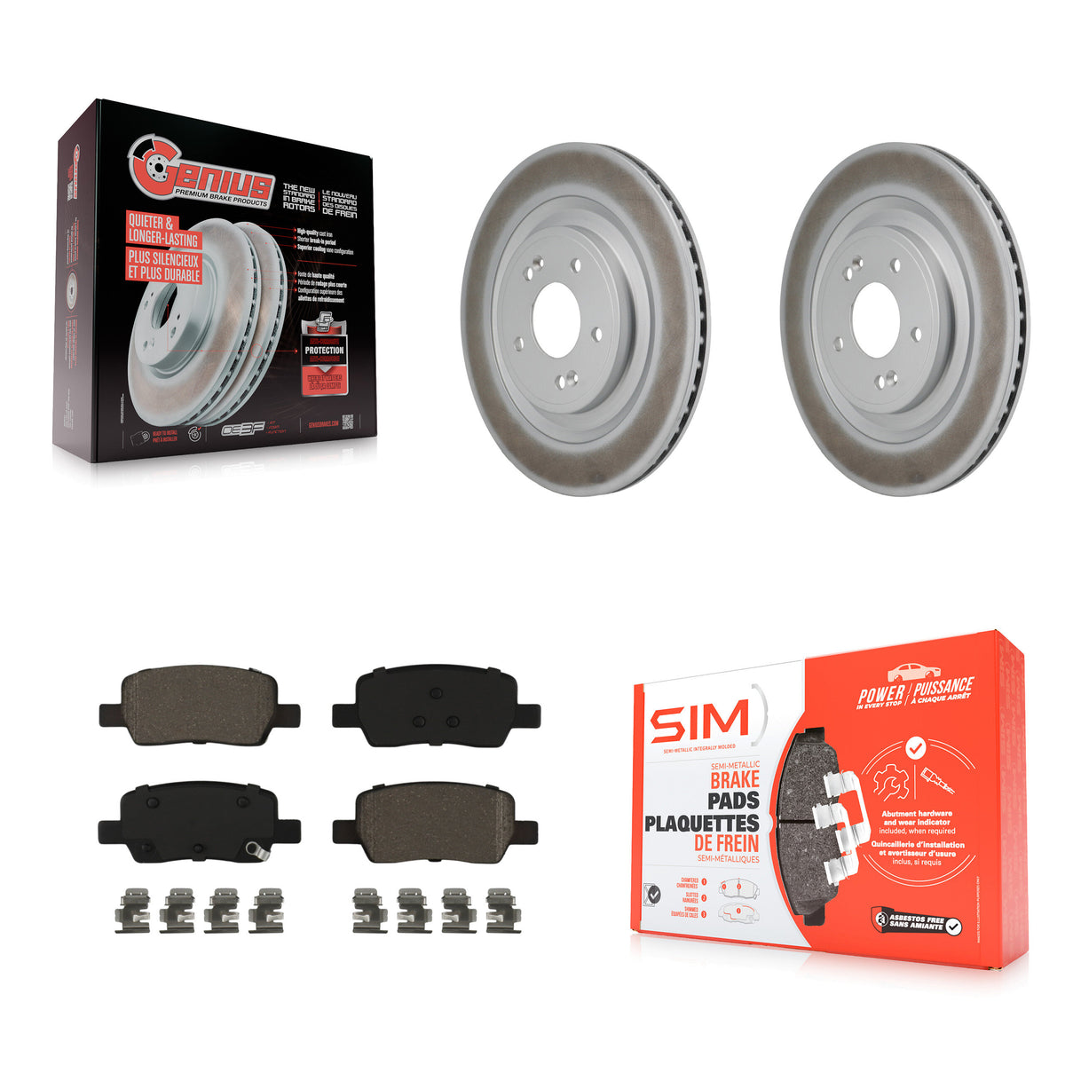 Transit Auto Rear Coated Disc Brake Rotors And Semi-Metallic Pads Kit For Hyundai Santa Fe Kia Sorento KGS-102857