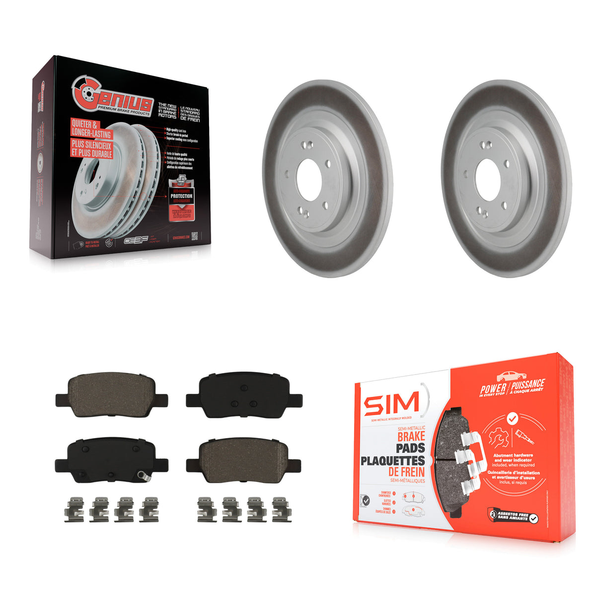Transit Auto Rear Coated Disc Brake Rotors And Semi-Metallic Pads Kit For Kia Carnival Hyundai Santa Cruz Sorento KGS-102859