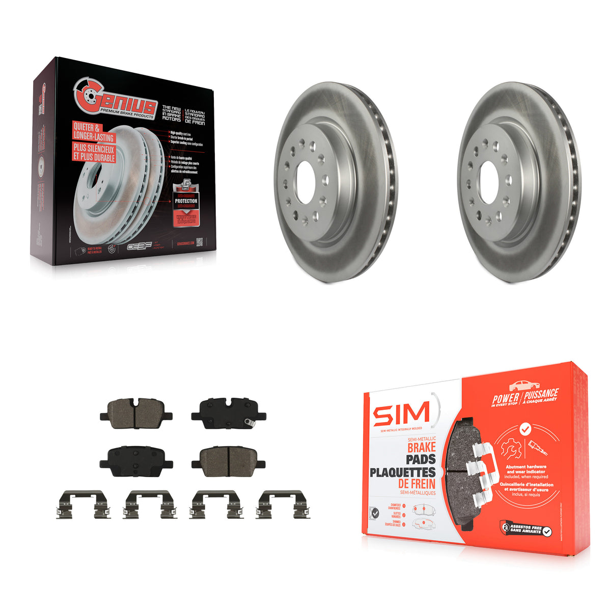 Transit Auto Rear Coated Disc Brake Rotors And Semi-Metallic Pads Kit For Chevrolet Blazer Traverse Equinox EV Cadillac GMC Acadia XT5 Buick Enclave XT6 Limited KGS-102868