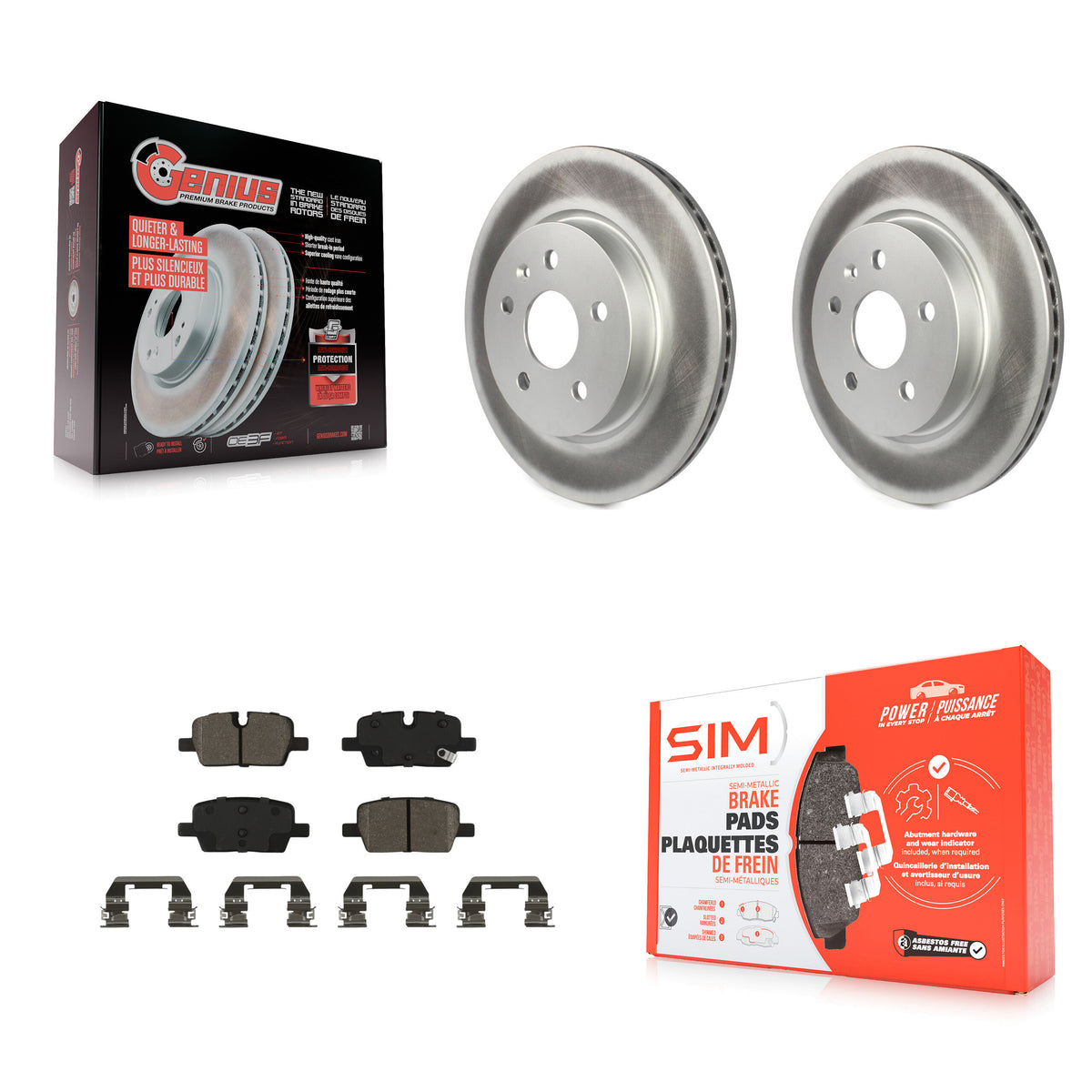 Transit Auto Rear Coated Disc Brake Rotors And Semi-Metallic Pads Kit For Cadillac CT5 With 1 Piston Caliper KGS-102869
