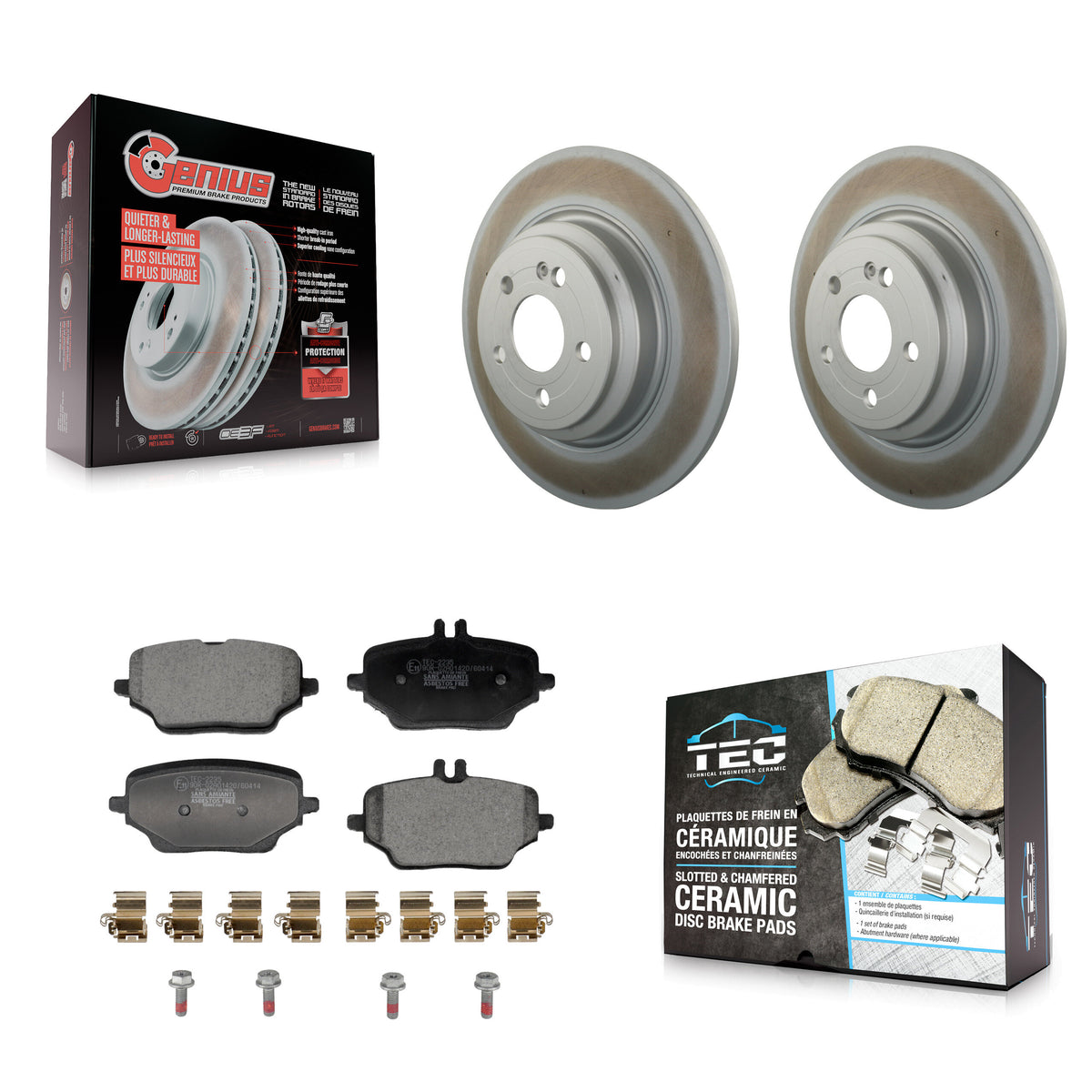 Transit Auto Rear Coated Disc Brake Rotors And Ceramic Pads Kit For 2020-2023 Mercedes-Benz GLE350 With 330mm Diameter Rotor KGT-103553