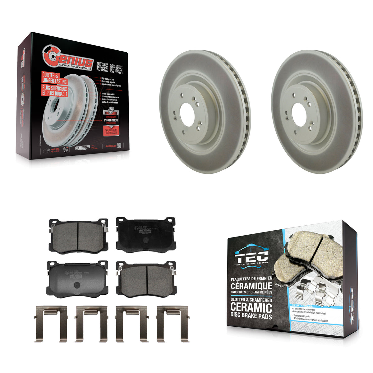 Transit Auto Front Coated Disc Brake Rotors And Ceramic Pads Kit For Genesis G80 KGT-104333