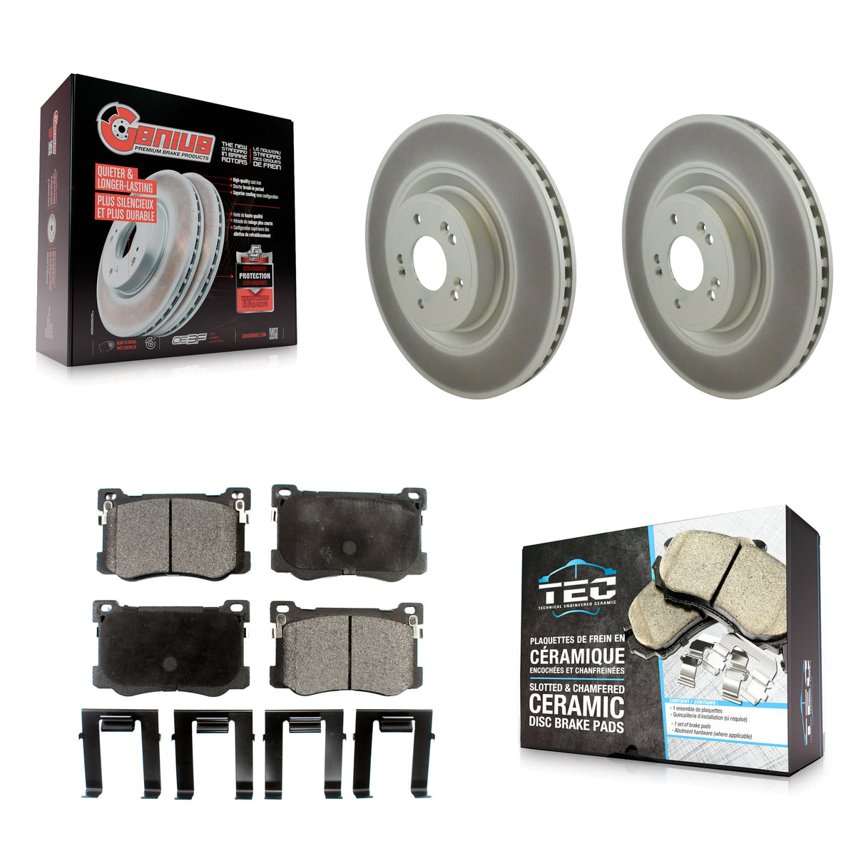 Transit Auto Front Coated Disc Brake Rotors And Ceramic Pads Kit For 2018-2020 Genesis G80 3.3L KGT-104334