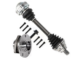 Kugel Front Left (Driver Side) CV Axle Drive Shaft And Complete Wheel Hub Bearing Assembly Kit For Audi A3 Quattro S3 With 80mm Pilot Diameter KN7-100081