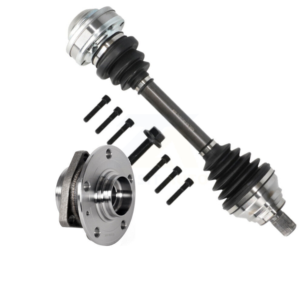 Kugel Front Left (Driver Side) CV Axle Drive Shaft And Complete Wheel Hub Bearing Assembly Kit For Audi A3 Quattro S3 With 80mm Pilot Diameter KN7-100081