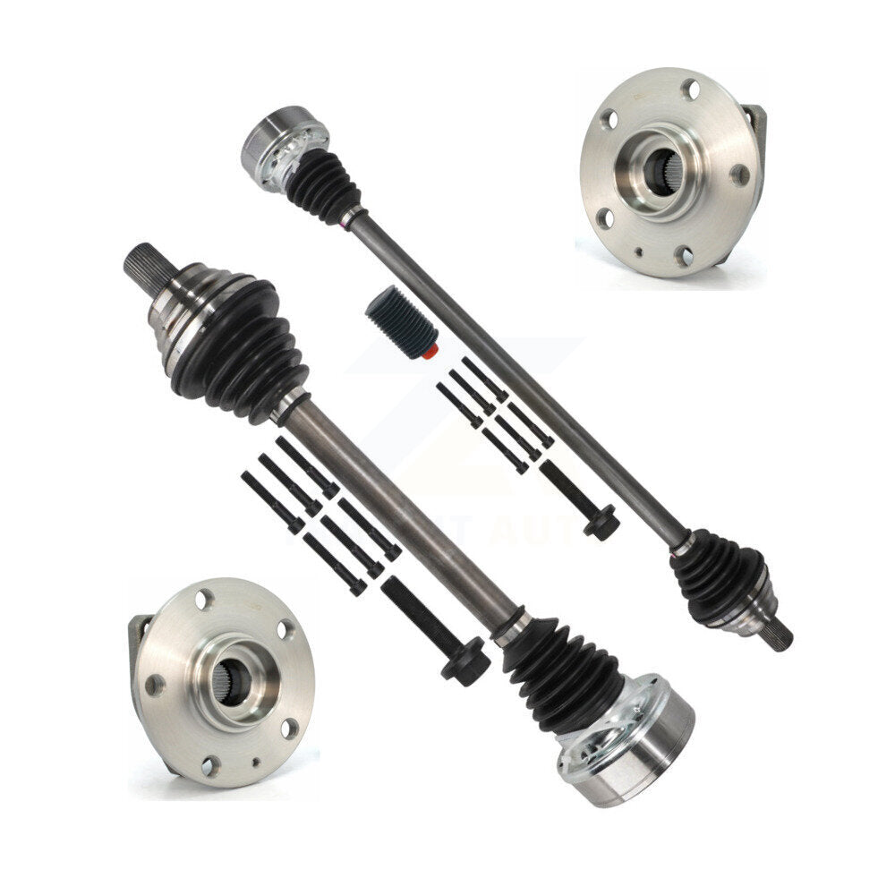 Kugel Front CV Axle Drive Shaft And Complete Wheel Hub Bearing Assembly Kit For Volkswagen Golf Rabbit 3 Bolt Mounting Flange - Left Right Side (Driver Passenger) KN7-100926