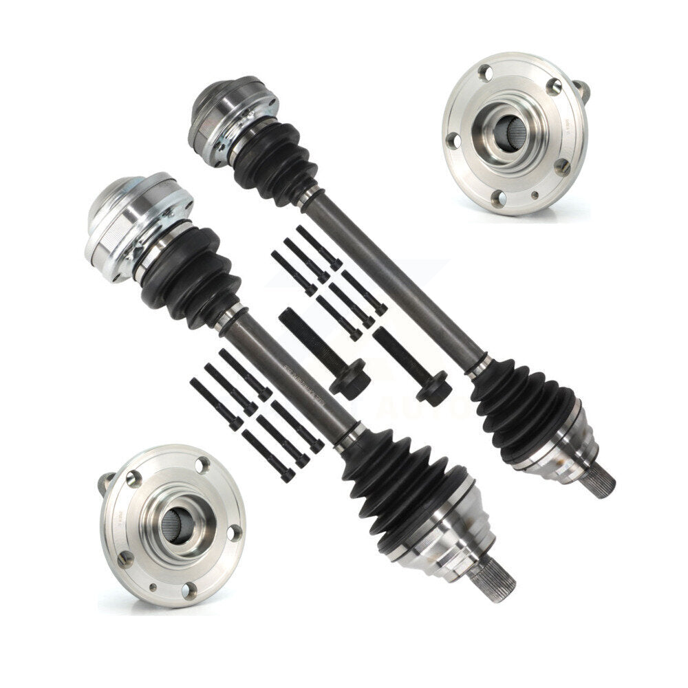 Kugel Front CV Axle Drive Shaft And Complete Wheel Hub Bearing Assembly Kit For 2007-2009 Audi A3 Quattro 3.2L - Left Right Side (Driver Passenger) KN7-100929