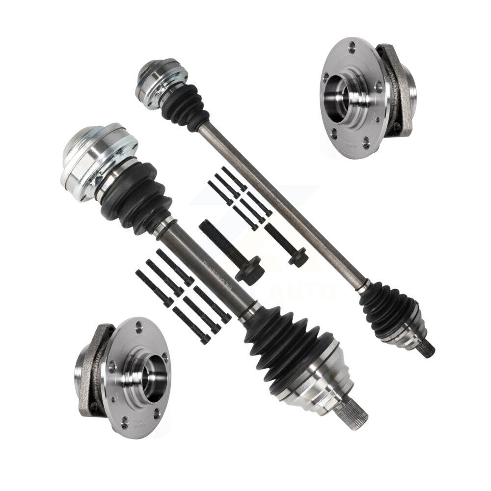 Kugel Front CV Axle Drive Shaft And Complete Wheel Hub Bearing Assembly Kit For 2015-2016 Audi A3 1.8L with GAS engine With 80mm Pilot Diameter - Left Right Side (Driver Passenger) KN7-100930