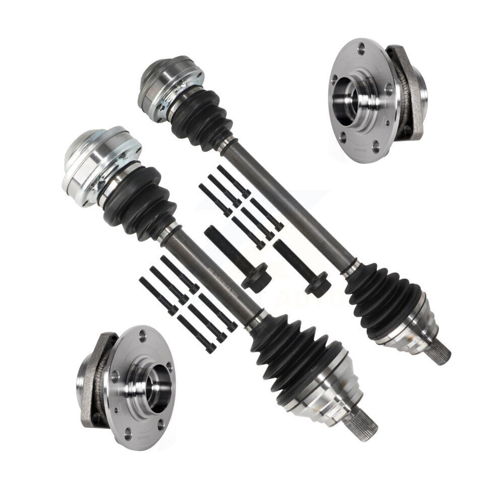 Kugel Front CV Axle Drive Shaft And Complete Wheel Hub Bearing Assembly Kit For 2015-2017 Audi S3 2.0L With 80mm Pilot Diameter - Left Right Side (Driver Passenger) KN7-100934