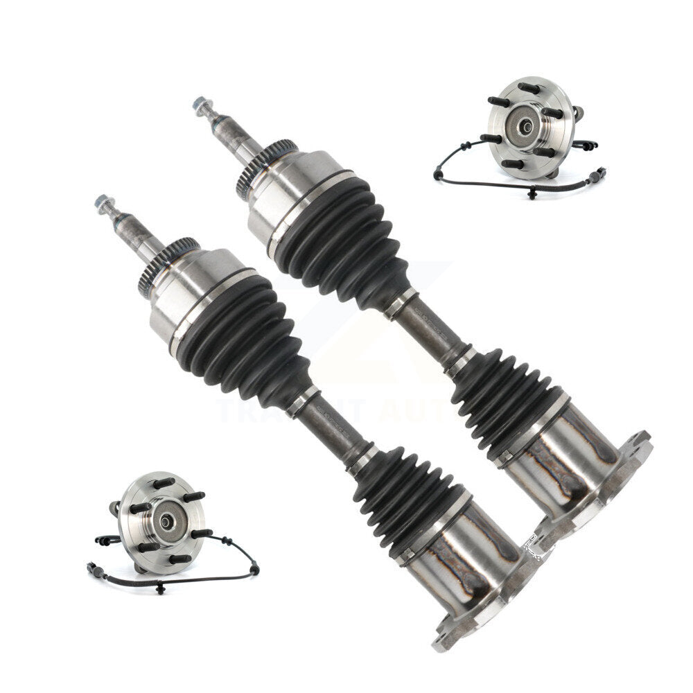 Kugel Front CV Axle Drive Shaft And Complete Wheel Hub Bearing Assembly Kit For 2005 Ford F-150 4WD With 6 Lug Wheels To 11 28 04 - Left Right Side (Driver Passenger) KN7-100942