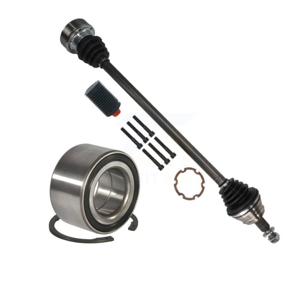 Kugel Front Right (Passenger Side) CV Axle Drive Shaft] Complete Assembly And Wheel Bearing Kit For Volkswagen Jetta Golf