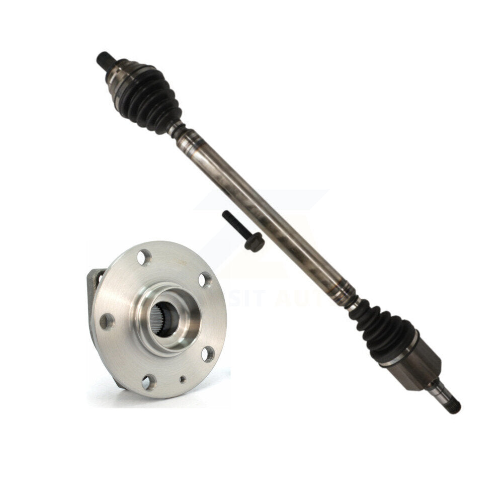 Kugel Front Right (Passenger Side) CV Axle Drive Shaft And Complete Wheel Hub Bearing Assembly Kit For Volkswagen Golf SportWagen With 80mm Pilot Diameter KN7-101227