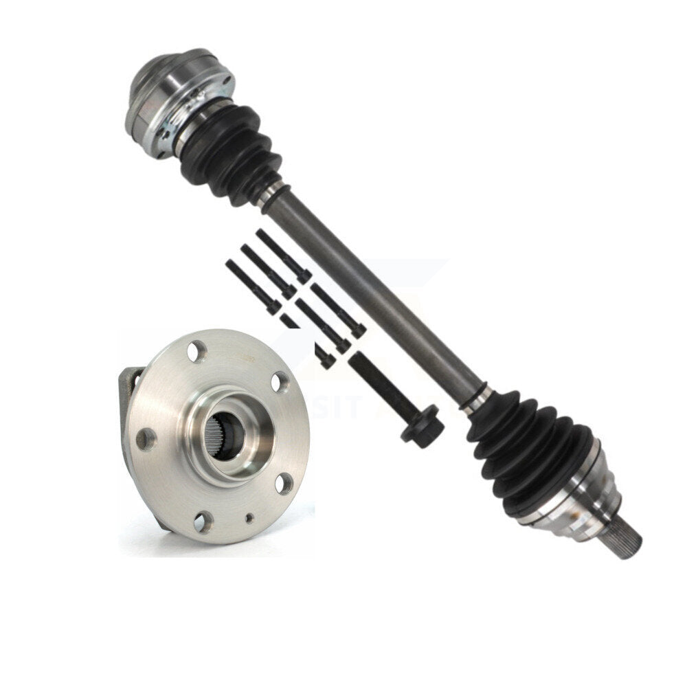 Kugel Front Right (Passenger Side) CV Axle Drive Shaft And Complete Wheel Hub Bearing Assembly Kit For 2008 Volkswagen Golf