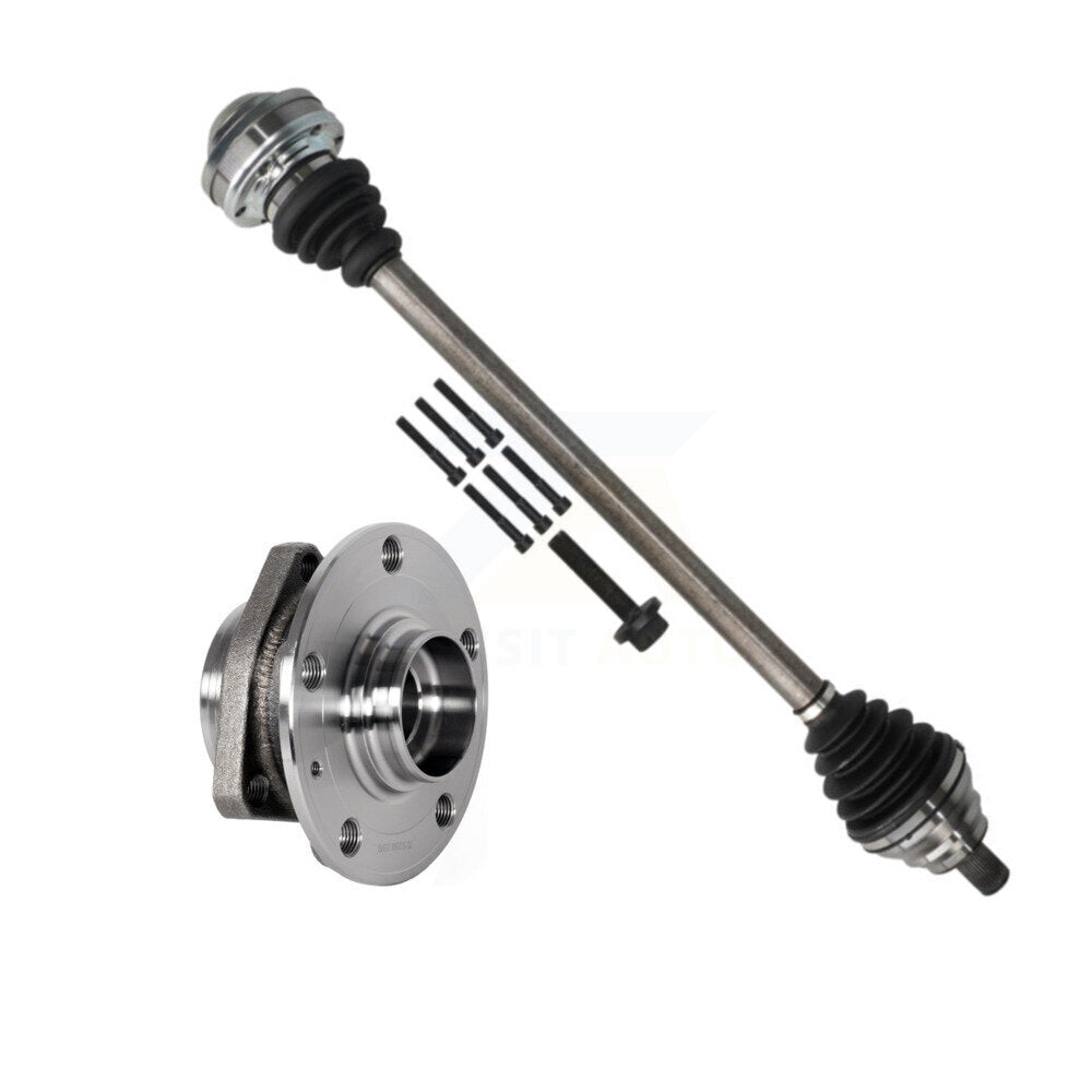 Kugel Front Right (Passenger Side) CV Axle Drive Shaft And Complete Wheel Hub Bearing Assembly Kit For 2015-2016 Audi A3