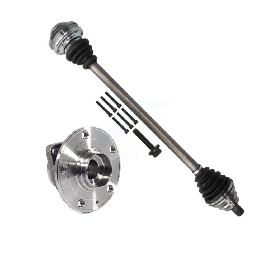 Kugel Front Right (Passenger Side) CV Axle Drive Shaft And Complete Wheel Hub Bearing Assembly Kit For 2015-2016 Audi A3 1.8L With 85mm Pilot Diameter KN7-101298