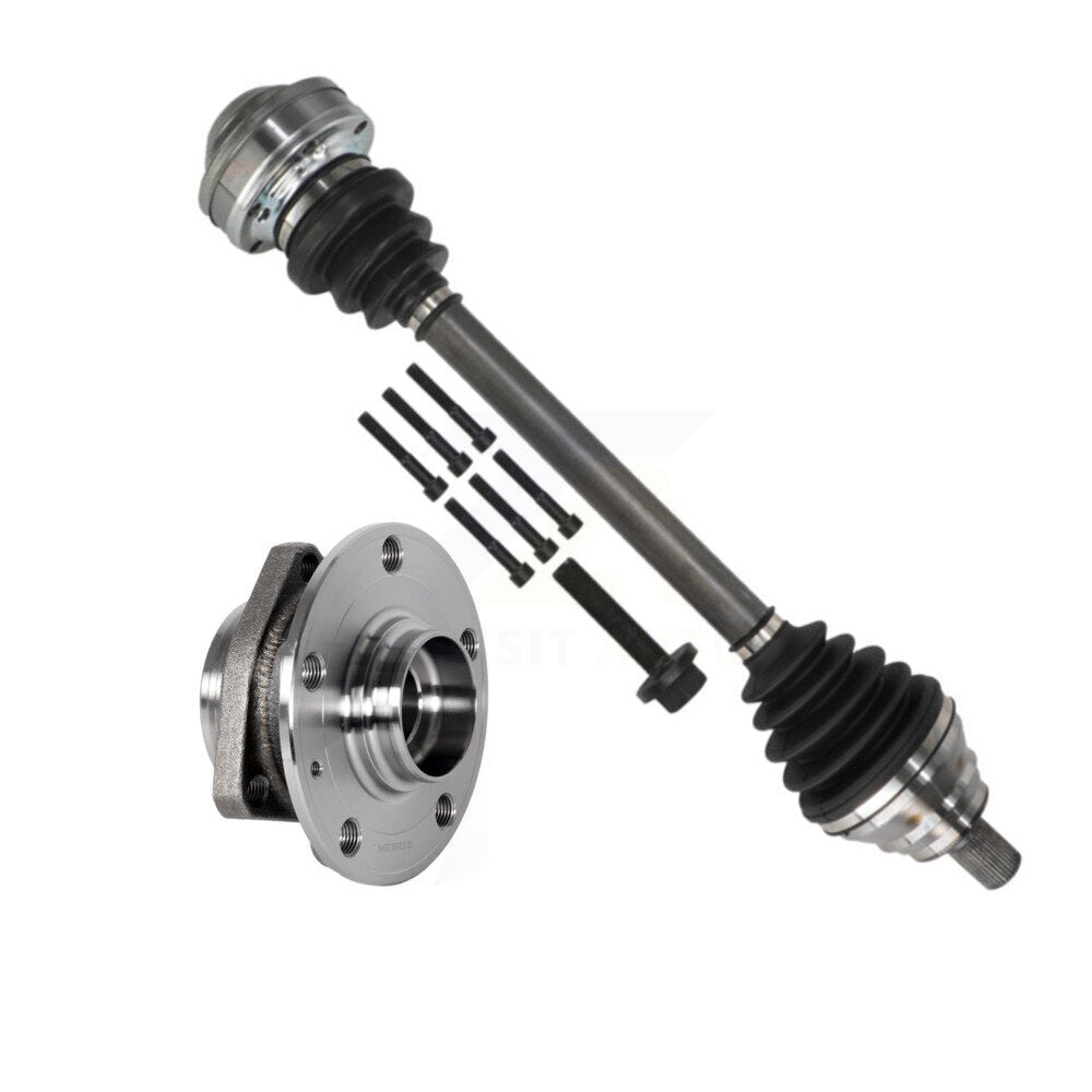 Kugel Front Right (Passenger Side) CV Axle Drive Shaft And Complete Wheel Hub Bearing Assembly Kit For Audi S3 A3 With 80mm Pilot Diameter 2.0L KN7-101299